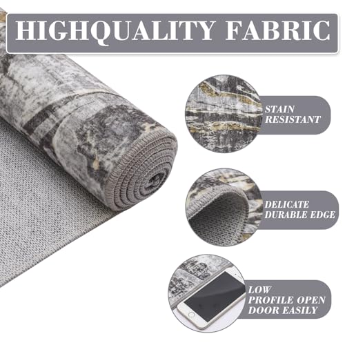 2x6 Abstract Oriental Style Area Rug, Elegant Vintage Thin Carpet, Delicate Decorative Design, Sophisticated and Beautiful for Living Room, Bedroom, Entryway, Office - Gray - color: Grey, size: 2' x 6' (Rectangular)
