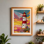 ORIGACH Lighthouse Latch Hook Rug Kit for Adults Printed Rug Making Kit Handmade Carpet Tapestry Cover with Hook Latch and Preprinted Canvas, Home Arts Crafts Sofa Decor, 20.5x15inch - style: Lighthouse