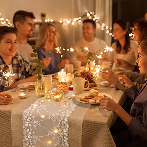 Xinnun 6 Pack Burlap Table Runner with Warm LED Lights,Rustic Lace Wedding Table Decor,Boho Farmhouse Jute Runner for Reception Bridal Shower Party(Fashion,12x70 Inches) - size: 12x70 Inches, style: Fashion