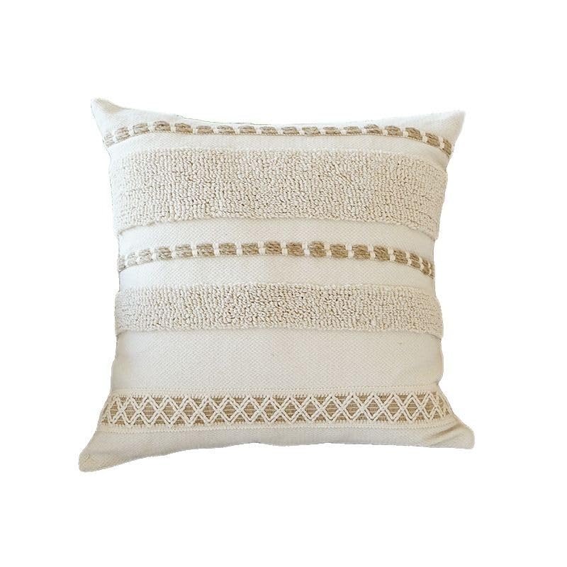 Handwoven Tufted Throw Pillow Cover with Tassels Boho Decorative Cushion Case for Couch Sofa Living Room Bedroom Home Decor - color: 1-001 Hand Woven Tufted Pillowcase