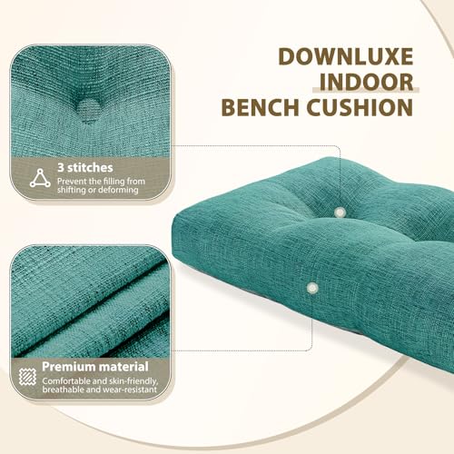downluxe Indoor Bench Cushion for Indoor Furniture, Non-Slip Tufted Overstuffed Textured Foam Bench Seat Cushion, 36" X 14" X 4", Green, 1 Pack - color: Green, size: 36x14 Inch (Pack of 1)
