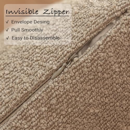 GEEORY Decorative Throw Pillow Covers 16x16 Inch Pack of 2,Textured Boucle Neutral Cushion Cases for Bed Couch Sofa, Accent Mordern Farmhouse & Minimalist Home Decor (Oatmeal Beige) GE03-16 - color: Oatmeal Beige, size: 16" x 16" (Pack of 2)