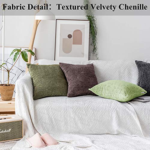 Home Brilliant Pillow Covers 26 x 26 Large Chenille Velvet Decorative European Pillow Cases for Patio Decor, 66x66cm (26inch) Set of 2, Apple Green - color: Apple Green, size: 26" x 26" (Pack of 2)