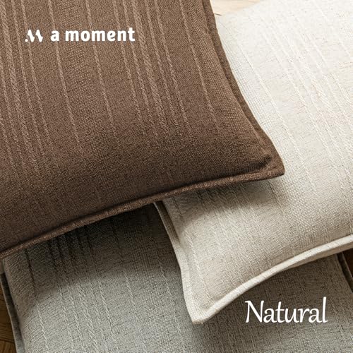 a moment Linen Pillow Covers Set of 2,Boho Farmhouse Throw Pillowcases Neutral Textured Decorative Covers for Couch Sofa,Soft Linen Blend Accent Case Cushion Living Room Home Decor 18"x18"Hazel - color: Hazel, size: 18" x 18" (Pack of 2)