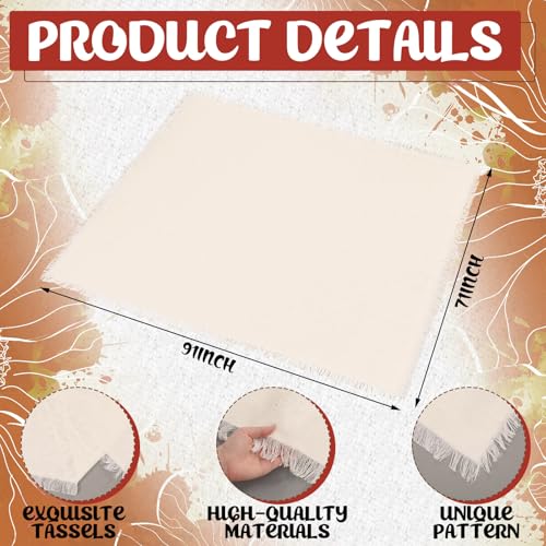 Beeveer 91 x 71 Extra Large Outdoor Boho Picnic Blanket with Terracotta Table Runner, 6 Throw Pillow Covers 6 Napkins Woven Cotton Yarn Oversize Beach Blanket Washable Picnic Camp Wedding - color: Terracotta
