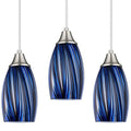 karyfine Dark Blue Glass Mini Pendant Lights for Kitchen Island 3Pack Blown Art Glass Pendant Lighting Shade Hanging Pendant Lights with Brushed Nickel Finish for Kitchen Over Sink,Dining Room - color: Dark Blue mixing Brown black-3Packs