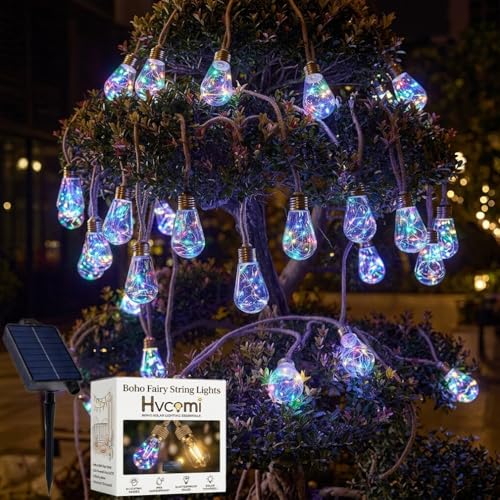 Boho Fairy String Lights Outdoor Backyard Solar String Lights LED for Garden Patio Porch Decor USB Waterproof Shatterproof Bulbs 8 Modes Edison Night Lamp Party Gift(33ft 20Lights,Colorful Normal) - color: 33ft 20Lights, size: Colorful Normal