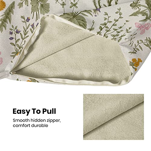 AEIOAE Spring Pillow Covers 16x16 Inch Set of 2,Sage Green Wild Flower Plant Throw Pillows Case,Seasonal Floral Outdoor Decorative Square Linen Farmhouse Decor Cushion Covers for Home Sofa Bed Couch - color: Wild Floral 01, size: 16" x 16" (Pack of 2)