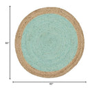 SAFAVIEH Area Rug 5' Round - Natural Fiber Collection - Aqua Blue & Natural Brown, Handmade Jute, Braided Border Design (NF801A) - color: Aqua/Natural, size: 5' (Round)
