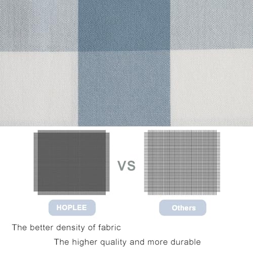 HOPLEE Light Blue Pillow Covers 16x16 Farmhouse Buffalo Check Pillows Covers Blue and White Pillow Covers with Pom Pom for Home Decor 16x16 Inches Set of 2 - color: Blue Plaid Pom, size: 16" x 16" (Pack of 2)