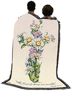 Pure Country Weavers Daisy Cross Blanket - Sympathy Bereavement Gift Tapestry Throw Woven from Cotton - Made in the USA (72x54) - color: Daisy Cross, size: 72" x 54"