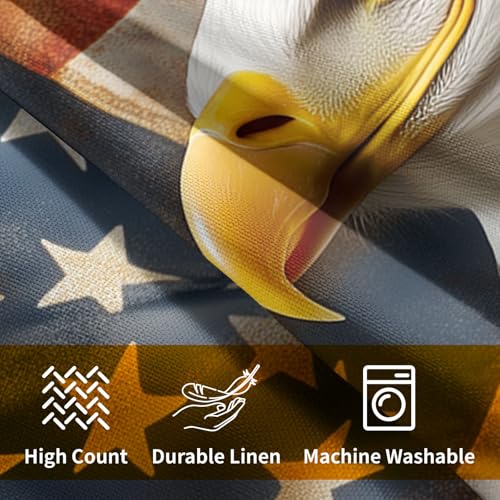 4th of July USA Bald Eagle Pillow Covers 16x16 Inch American Flag Stars Stripes Throw Pillows For Couch Soft Durable Cushion Covers Independence Memorial Day Pillow Cases for Bed Sofa Decor Set of 2 - color: 4th of July-eagle, size: 16" x 16" (Pack of 2)