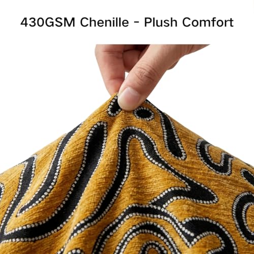 Mantle & Mason Lumbar Pillow Covers 12x20 Set of 2, Chenille Modern Abstract Throw Pillow Covers, Yellow Luxury Textured Decorative Pillow Cover for Couch Sofa Bed Office - color: Artflow Dusty Yellow, size: 20" x 12" (Pack of 2)