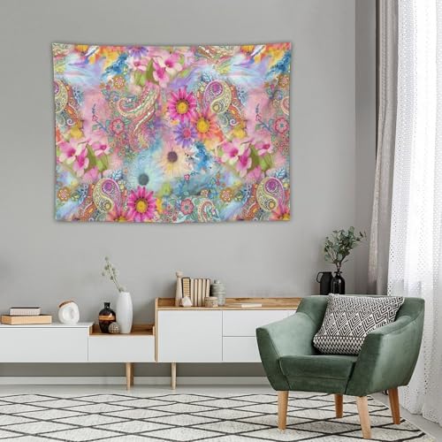 KANEPE Bohemian Tapestry Vintage Boho Flower Pattern Wall Hanging Tapestries Home Decor for Living Room Bedroom Apartments Farmhouse Dorm,40inx30in (102×76cm)【Small】 - color: Boho-17, size: 40Wx30L