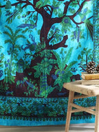 Popular Handicrafts Tapestry Wall Hanging Hippie Tree of Life Kaleidoscope Bohemian Hippy Intricate Floral Design Indian Tapestries Bedspread Turquoise 53 x 78 Inch - color: Turquoise, size: 78"L x 53"W