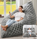Hobestluk 3 in 1 Bean Bag Chair Giant Bean Bag Chairs for Adults with Bubble Cover Convertible Bean Bag Floor Cushion with Machine Washable Cover for Living Room (Bubble Grey) - color: Ash Grey