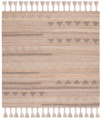 SAFAVIEH Natura Collection Area Rug - 6' Square, Natural & Beige, Flat Weave Boho Braided Tassel Jute & Wool Design, Ideal for High Traffic Areas in Living Room, Bedroom (NAT278A) - size: 6' x 6' (Square)