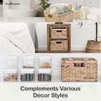 Large Rectangular Handwoven Wicker Basket - Natural Water Hyacinth Storage Baskets with 2 Built-in Handles - Ideal for Towel, Blankets, and Home Organizer & Decor - 16.5"x13"x7.50" - Brown - size: 16.D5x13Wx7.5H