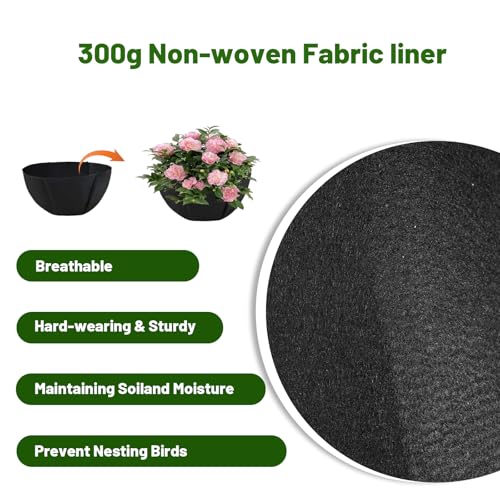 hehimhis 6Pcs 16 Inch Round Non-Woven Planter Basket Liner, Hanging Basket Fabric Liners Coco Fiber Liner Replacement for Hanging Flower Pot (6, 16inch) - size: 16inch