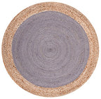 SAFAVIEH Area Rug 3' Round - Natural Fiber Collection - Grey & Natural Brown, Handmade Jute, Braided Border Design (NF801F) - color: Grey/Natural, size: 3' (Round)