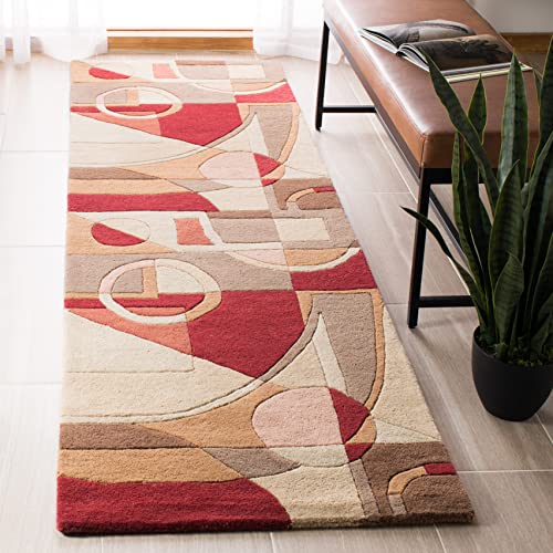 SAFAVIEH Rodeo Drive Collection Runner Rug - 2'6" x 10', Beige & Multi, Handmade Mid-Century Modern Abstract Wool, Ideal for High Traffic Areas in Living Room, Bedroom (RD845A) - color: Beige/Multi, size: 2'6" x 10' (Runner)