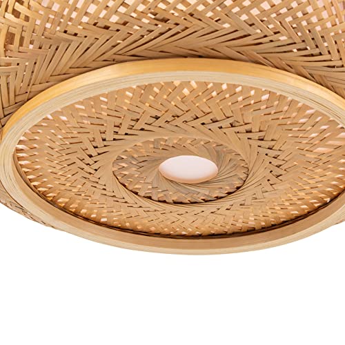 Bamboo Pendant Light 3 Light Handmade Woven Hanging Ceiling Light Wicker Rattan Hanging Lights Fixture for Bedroom, Kitchen Island
