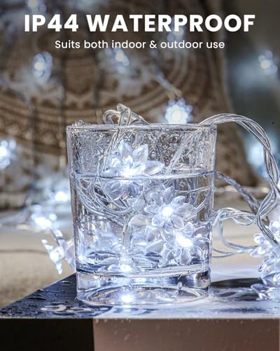 Flower String Lights 59 Ft 100 LED Fairy Lights Plug in with Remote Timer Connectable Twinkle Lights for Bedroom Wedding Patio Classroom Dorm Kids Room Indoor Outdoor Decor, Cool White - color: Cool White