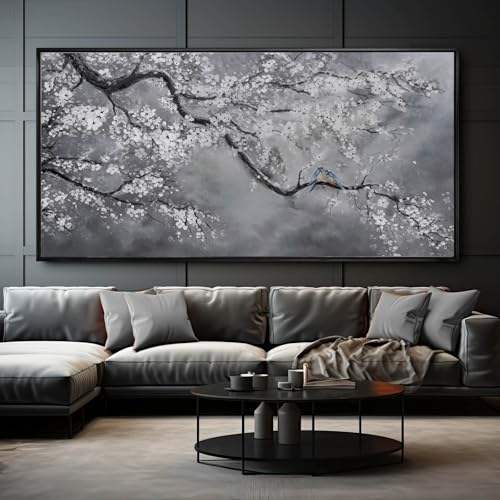 Artexist Flower Canvas Wall Art Black and White Wall Poster Scenery Wall Decor 36"x70" Print Pictures for Dining Room Area Bedroom Artwork - color: Grey, size: 70"L x 36"W