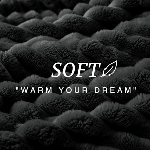 EXQ Home Gentle Soft Fleece Black Blanket Full Size– Cozy Lightweight Blanket for Couch Bed – All-Season Warm Fuzzy Flannel Blanket for Women Mom Her – Gifts for Birthday(84"x90",Black) - color: Black, size: Full