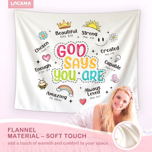 Lacama Christian Tapestry, Cute God Says You are Bible Tapestry Decor for Bedroom College Dorm Apartment, College Dorm Decor,Christian Gifts for Women, 50x60 Inches - color: god says you are-2-Smile face