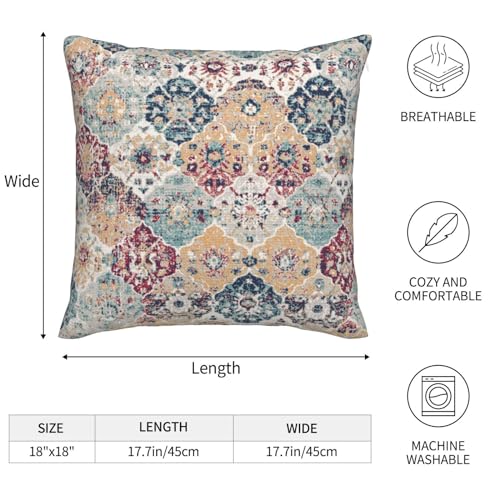 Boho Ethnic Pattern Pillow Covers 18 x 18 Set of 2 Vintage Bohemian Throw Pillow Cover Abstract Floral Mandala Decorative Pillowcases Farmhouse Home Decor for Couch Bed Sofa Outdoor - color: Ethnic Pattern
