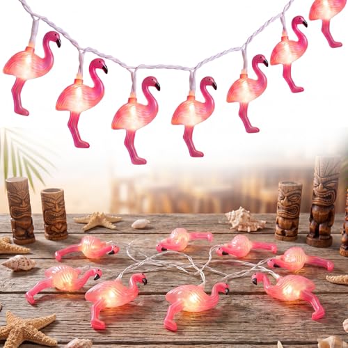 GOOTHY 8.5Ft Pink Flamingo String Lights, Summer Patio Outdoor String Lights with 10 Mini Flamingo Lights, Plug in Decorative Fairy Lights UL Listed for Bedroom Party Birthday Wedding Holiday Decor - color: Pink Flamingo Lights