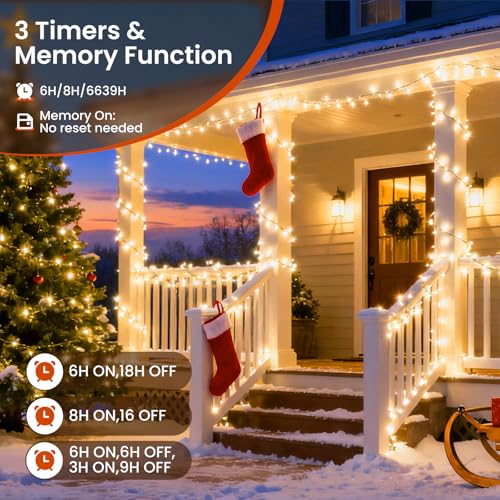 Cluster Lights Christmas 1000 Led Fairy Lights Green Wire 108FT Twinkle Lights with Remote 8 Modes String Lights Timer Plug in Firecracker Fairy Light for Outdoor Valentines Day Decorations,Warm White - color: Warm White, size: 1000 LED