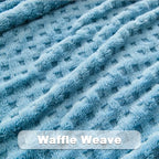 NEWCOSPLAY Super Soft Throw Blanket Blue Premium Silky Flannel Fleece 3D Waffle Checkered Lightweight Bed Blanket All Season Use (Blue, Throw(50"x70")) - color: Blue, size: Throw(50"x70")