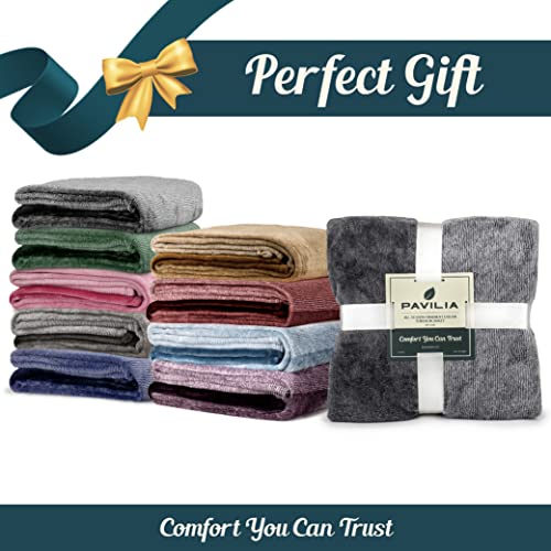 PAVILIA Teal Blue Ombre Fleece Throw Blanket for Couch Sofa Bed, 50x60 - color: Gradient - Sea Blue, size: 50 x 60 Inches - Throw
