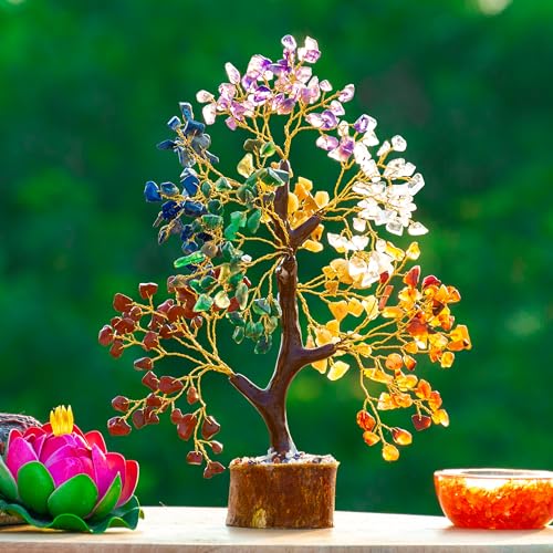 7 Chakra Tree of Life, Crystals and Healing Stones, Birthday Gifts for Women - Crystal Tree for Positive Energy, Home Office Decor, Cool for Women Under 30, Secret Santa Gift - color: Seven Chakra Tree