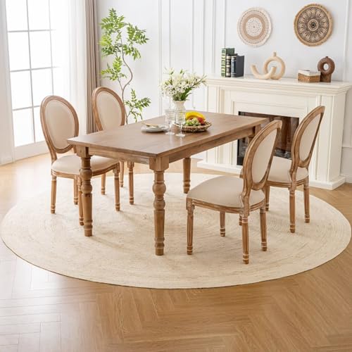 Shatex White Round Rug 4 Feet, Hand Braided Textured Jute Rug Rustic Style for Home Decor, Bedroom, Living Room, 100% Natural Jute Fiber, Off-White - color: Off-white, size: 4' (Round)