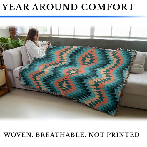 Pure Country Weavers Catus Blooming - Western Tapestry Throw Blanket Woven from Cotton - Made in The USA (72x54) - color: Catus Blooming