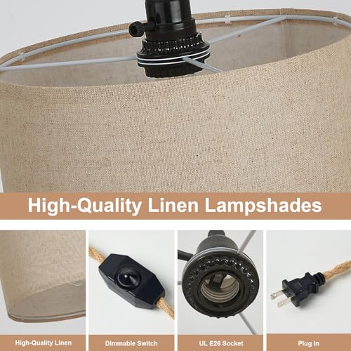 Plug in Pendant Lights Fabric Hanging Lamp Kit with Dimmable Switch 15 Ft Long Hemp Rope Farmhouse Pndant Light Cord Lighting Fixture DIY Hanging Light - size: 1 Light Fabric