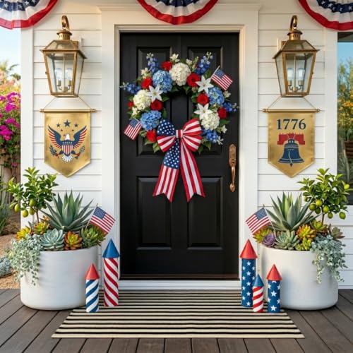 LEEVAN Black and White Outdoor Rug 2x4.3, Outside Entrance Door Mat, Washable Welcome Layering Rugs Farmhouse Front Porch Mats Outside Striped Layered Front Doormat for Porch/Entryway - color: Black and Tan, size: 2' x 4'3" (Rectangular)