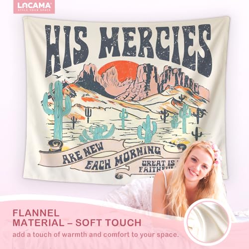 Lacama Western Tapestry, Western Decor howdy Wall Art for Bedroom Home Room Dorm, Cowgirl Room Decor, Country Print Tapestries for Teen Girls & Women, Christian Gifts for Women, 50x60 Inches - color: his mercies