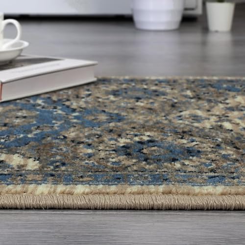 Memoryfield Vintage Rug 4x6 Traditional Floral Rug Oriental Rug Retro Medallion Area Rug for Living Room Non Slip Low Pile Bedroom Rug Aesthetic Rug Farmhouse Carpet for Dining Room Home Office Blue - color: Blue, size: 4' x 6' (Rectangular)