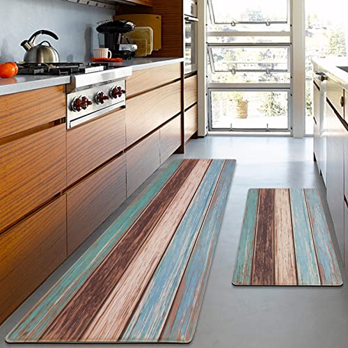 MAYHMYO Anti Fatigue Kitchen Mat - Set of 2 - Farmhouse Design Comfort Mats - Cushioned, Non Slip Floor Mat,17.3 x 29 x 0.4 inch + 17.3 x 59 x 0.4 inch - color: Farmhouse, size: 29"L X 17.3"W X 0.4"Th + 59"L X 17.3"W X 0.4"Th