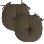 FUNHOME Bistro Chair Cushion with Ties 15"x15"x4", Water Repellent Outdoor Round Chair Cushions Set of 2, Patio Tufted Chair Pads for Home Garden-Brown - color: Brown