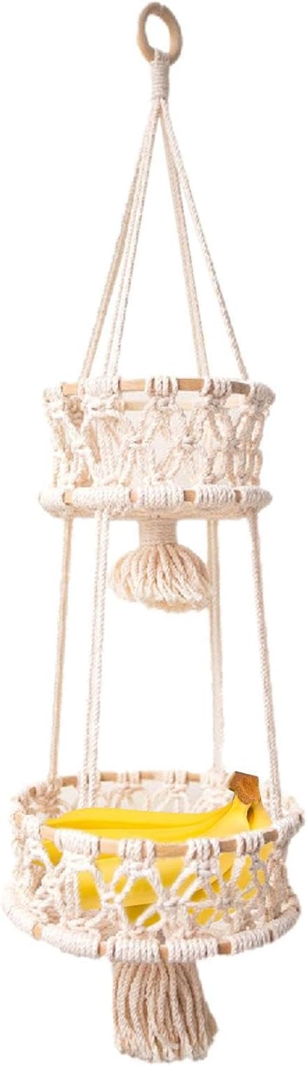 Multi Layer Woven Rope Organizer | Boho Hanging Plant Holder – 3-Tier Macrame Flower Basket, Decorative Indoor Pot Storage, Unique Hanging Ornament for Bedroom, Balcony, Kitchen, Office, Housewarming