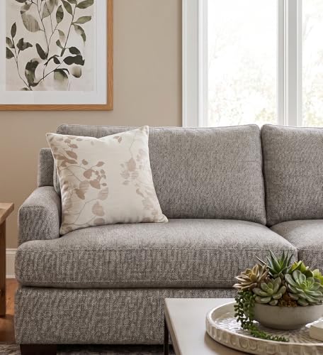 SanVia Cotton Throw Pillow Covers 20x20 – Handwoven Jacquard Texture, Fade-Resistant, No Pilling – Hidden Zipper, Decorative Cushion Cover for Sofa, Couch, Bed – Insert Not Included (Floral, Beige) - color: Taupe Beige, size: 20" x 20"