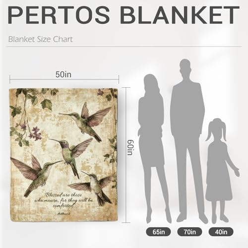 Levens Sympathy Christian Blanket 60"x50" Memorial Throw Blanket with Hummingbird Design, Inspirational Christian Gifts for Women Sympathy Gifts for Loss of Loved One Soft Healing Hummingbird Blanket - color: Tawny 4, size: 50"x60"