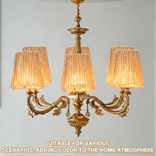 6 Pcs Rattan Chandelier Lamp Shades Sets Wicker Lampshades Replacement for Table Lamps,Ceiling Lights,Pendant Lights,Wall Lights