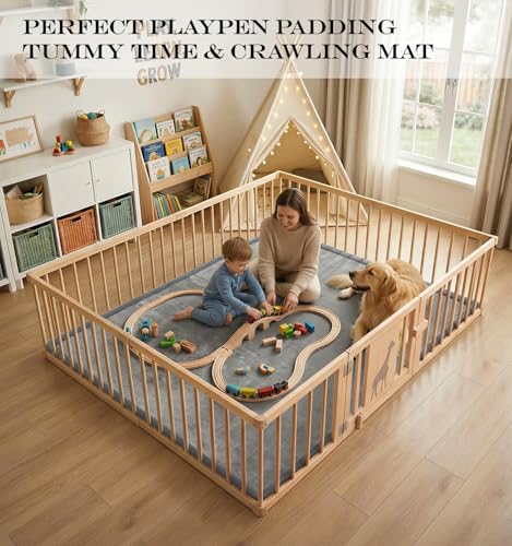 AEOCOO Baby Play Mat for Floor Cushion, 59x71x1.3 Thick Memory Foam Tummy Time Mat, CloudSoft Velvet Non Slip, Toddlers Baby Kids Extra Large Nursery Rug for Crawling, Living Room, Tatami Style, Grey - color: Grey, size: 59 x 71 x 1.3 Inch