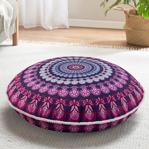 Codi 32 Inch Round Floor Pillow, Large Meditation Pouf Cushion , Memory Foam Stuffer Circle Throw Pillows - (Purple Orchid, 1 Count (Pack of 1)) - color: Round | Purple Orchid, size: 1 Count (Pack of 1)